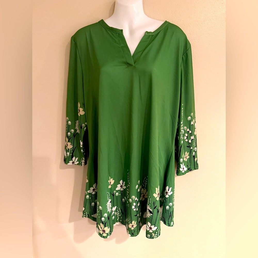 New Lily Firmiana Womens Abstract Artsy Tunic Top Colorful Size 1XL